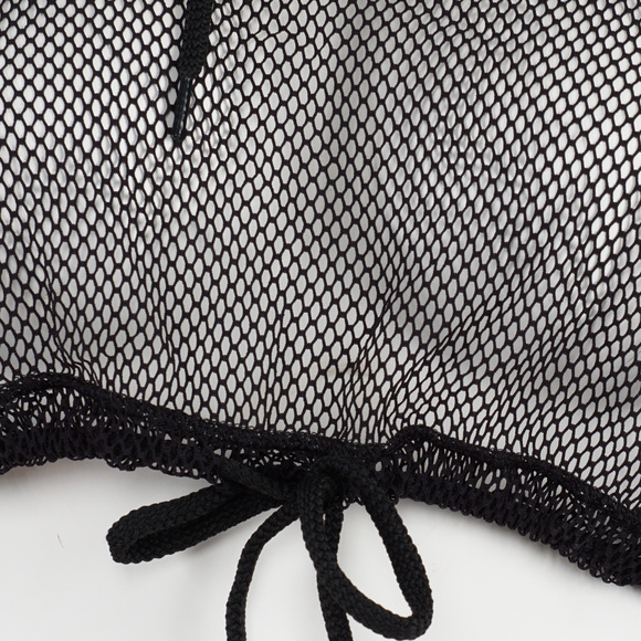 Sheer Mesh Crop Top Hoodie longs sleeves - Picture 5 of 5